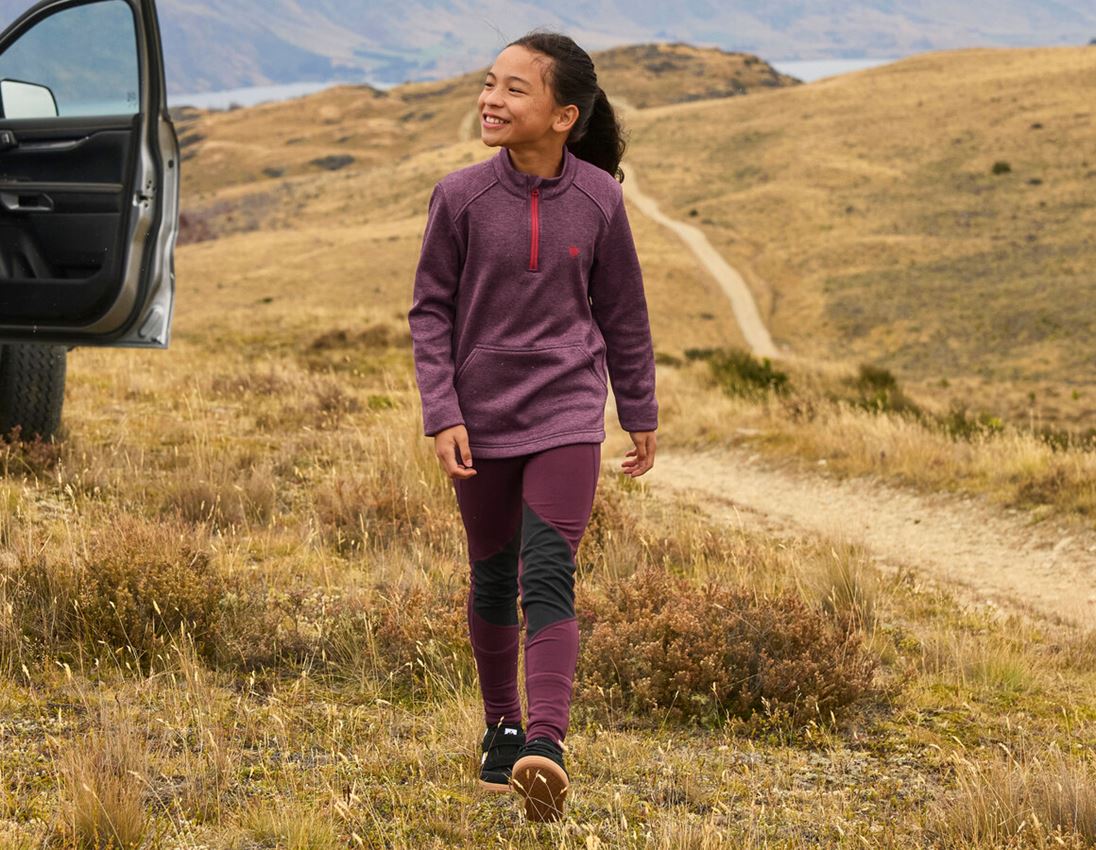 Shirts, Pullover & more: Troyer thermo stretch e.s.trail, children's + mahoganyred melange/opalred 1