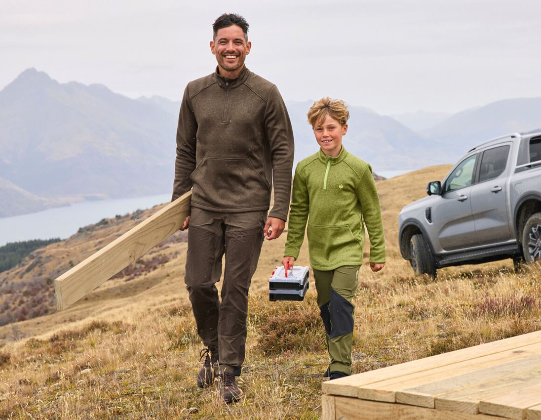Shirts, Pullover & more: Troyer thermo stretch e.s.trail, children's + junipergreen melange/limegreen 2