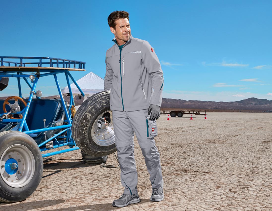 Work Jackets: Softshell jacket e.s.motion 2020 + platinum/seablue 1