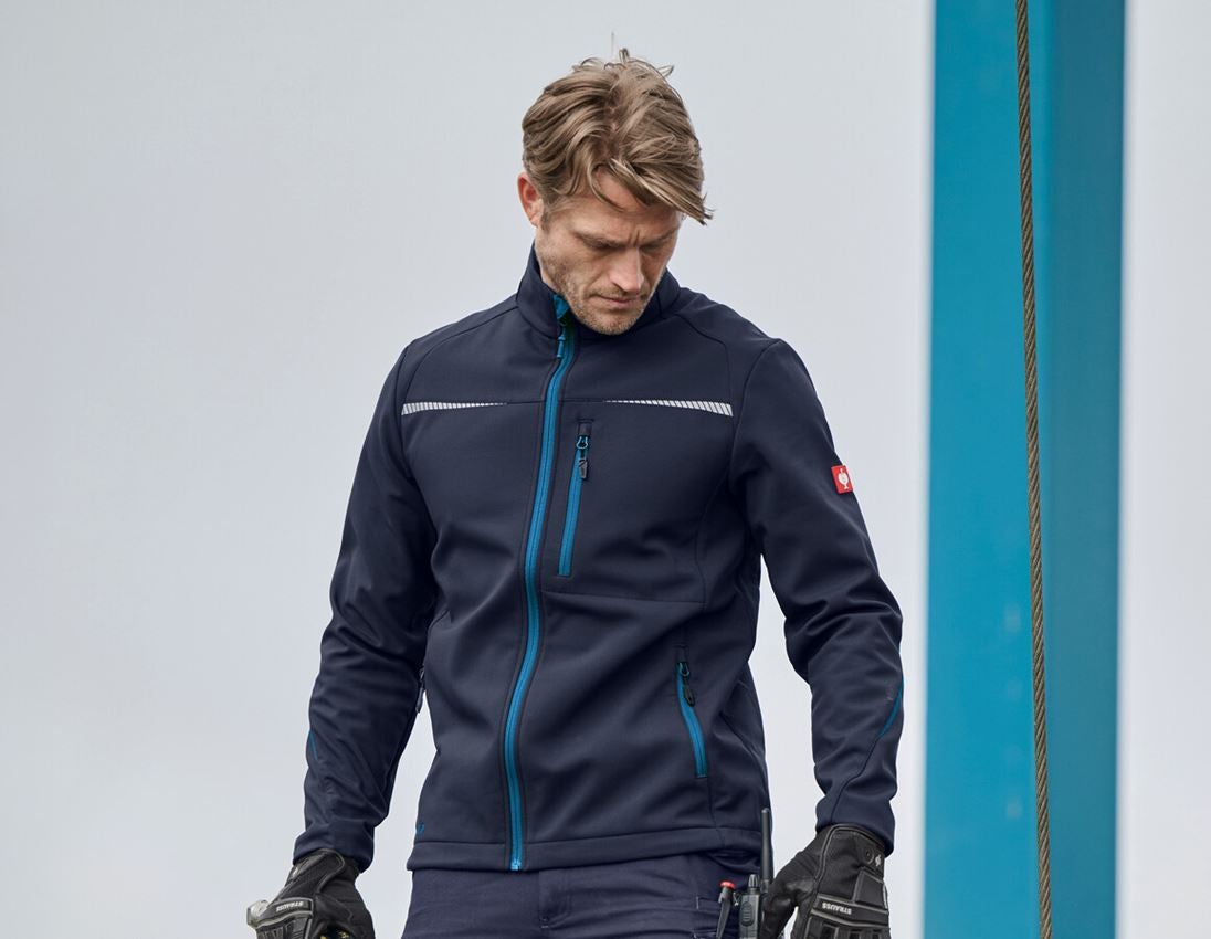 Work Jackets: Softshell jacket e.s.motion 2020 + navy/atoll