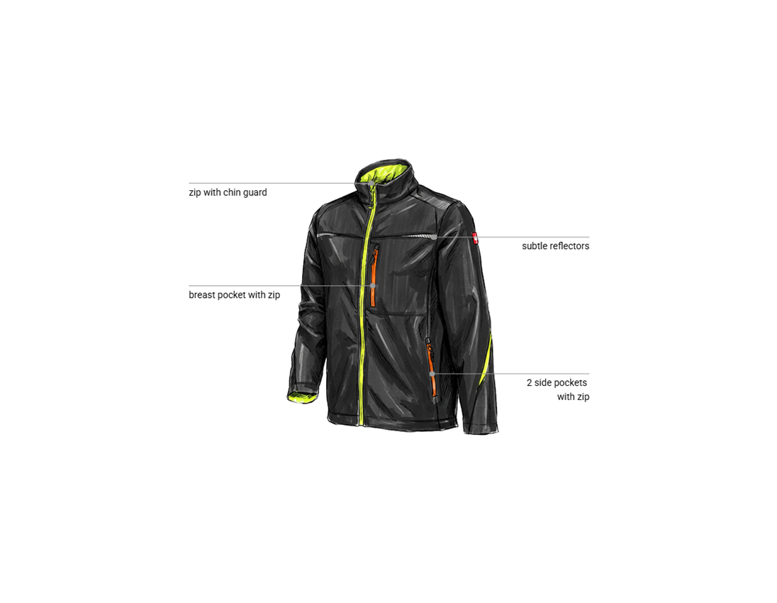 Automotive mechatronics technicians: Softshell jacket e.s.motion 2020 + black/high-vis yellow/high-vis orange 1