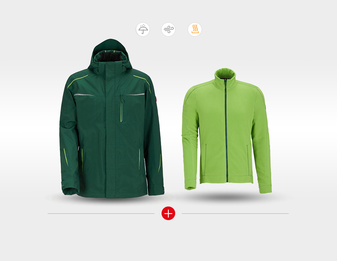 Work Jackets: 3 in 1 functional jacket e.s.motion 2020, men's + green/seagreen 1