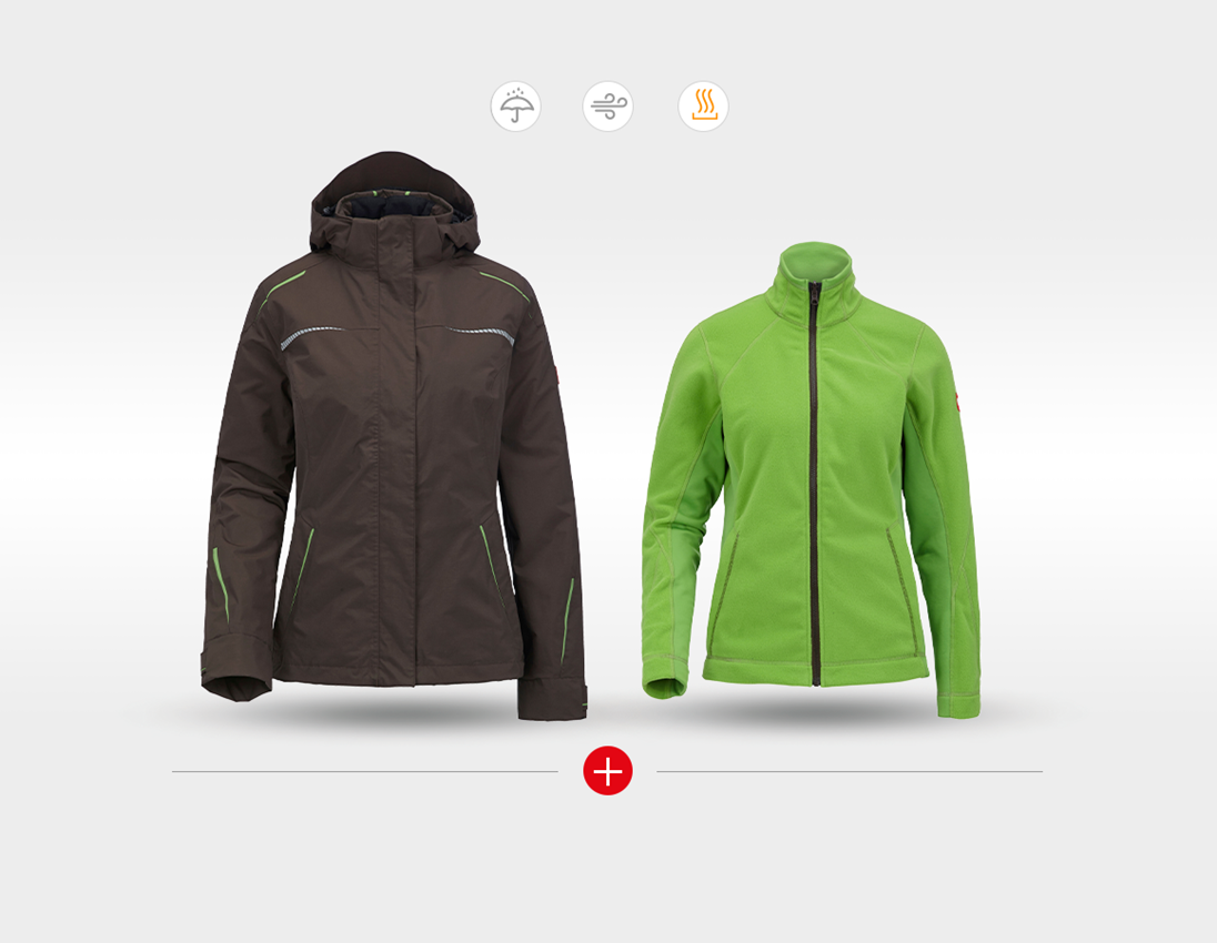 Work Jackets: 3 in 1 functional jacket e.s.motion 2020, ladies' + chestnut/seagreen 2