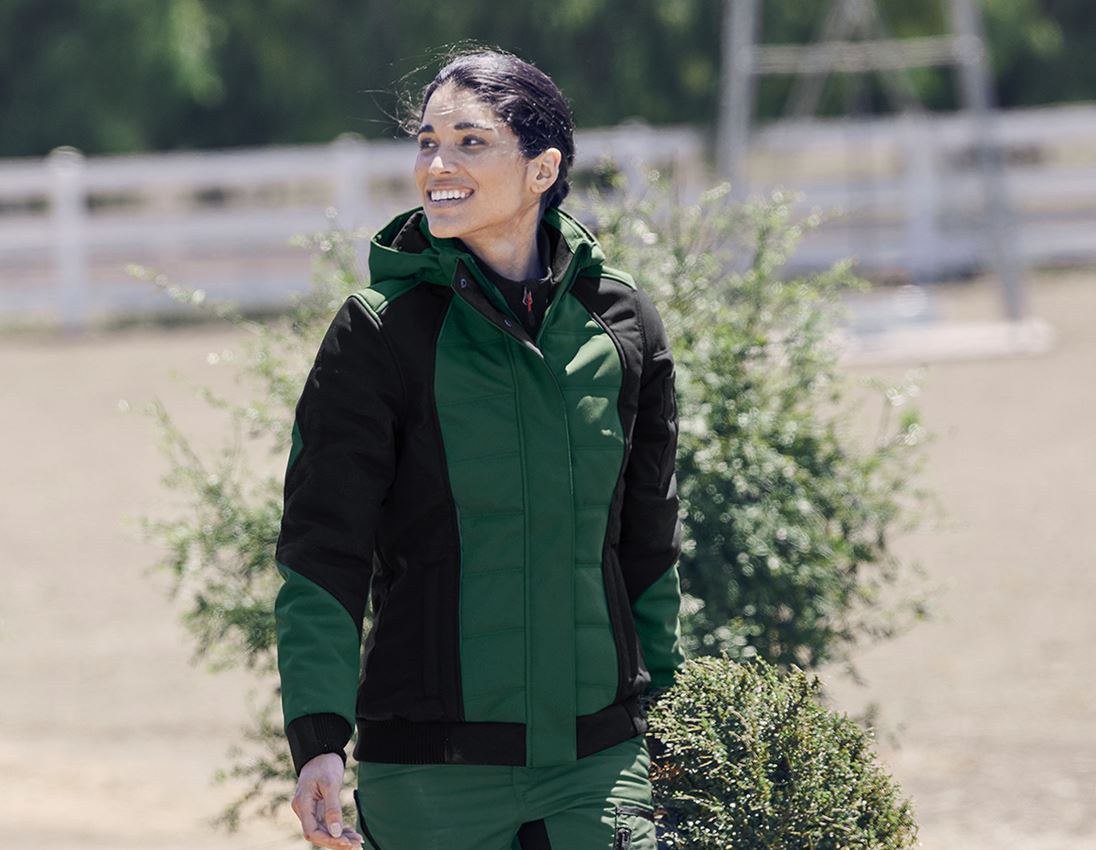 Work Jackets: Winter softshell jacket e.s.vision, ladies' + green/black