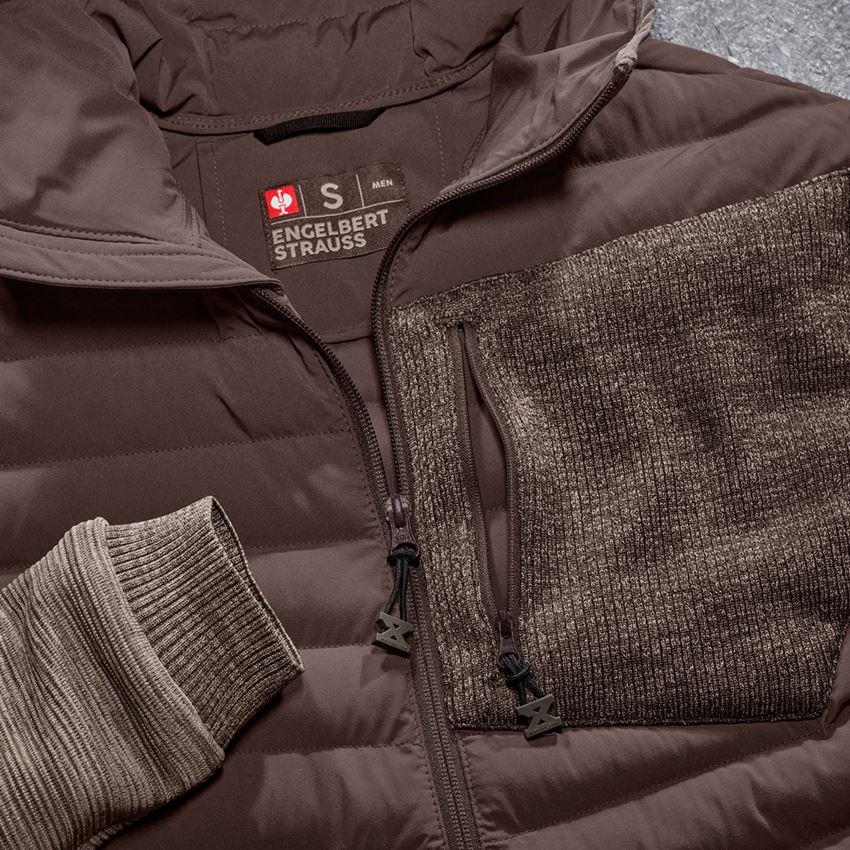 Work Jackets: Hybrid hooded knitted jacket e.s.motion ten + chestnut melange 2