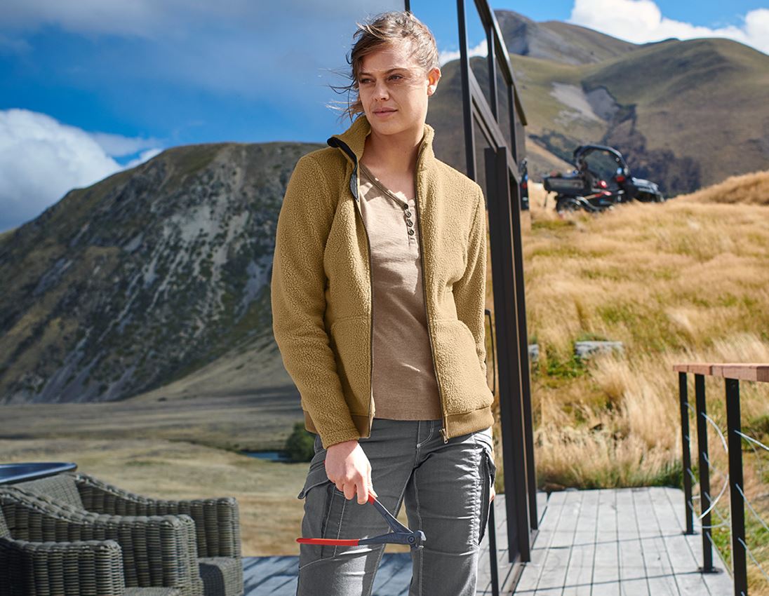 Work Jackets: Faux fur jacket e.s.vintage, ladies' + sepia 1