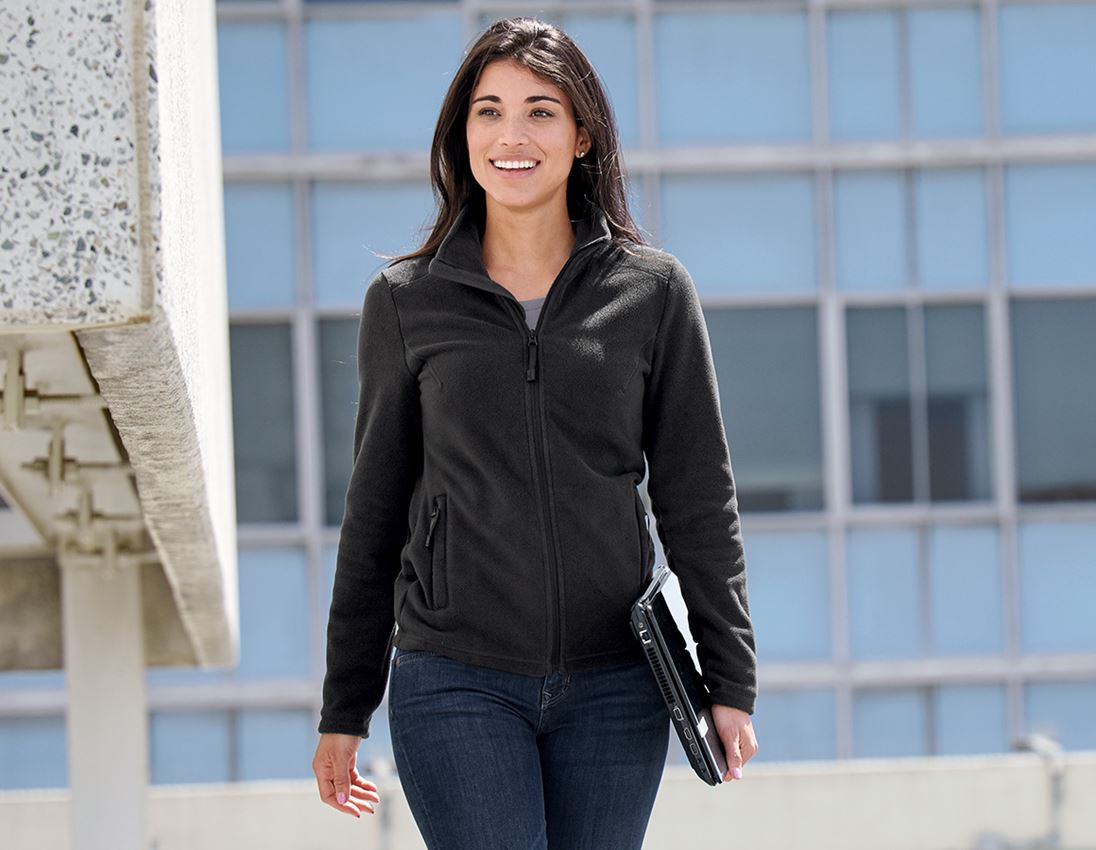 Work Jackets: e.s. Fleece jacket CI, ladies' + black