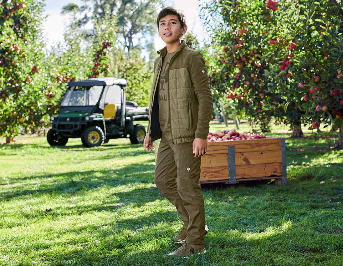 Jackets: Hybrid fleece jacket e.s.concrete, children's + mudgreen/stipagreen 1