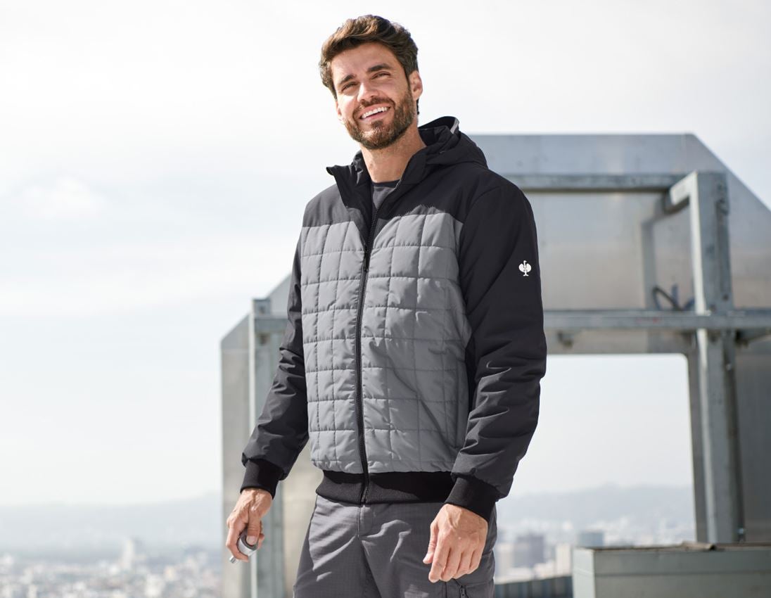 Work Jackets: Hooded pilot jacket e.s.concrete + black/basaltgrey