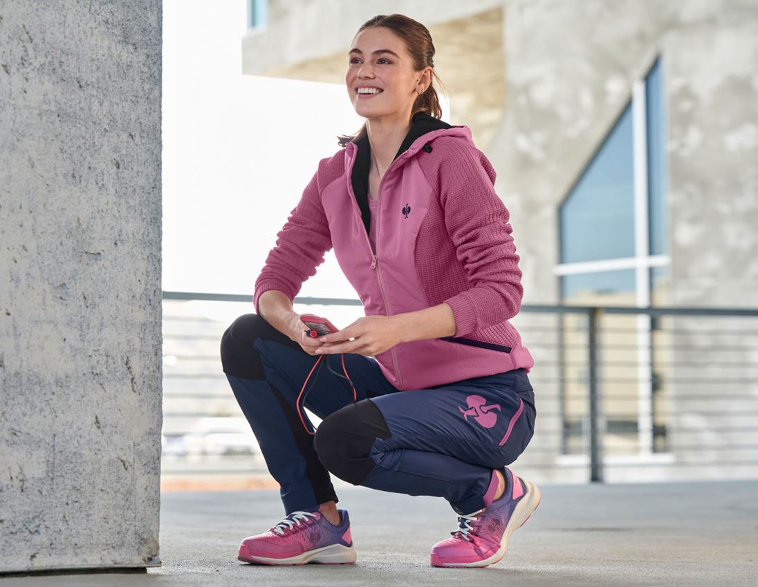 Work Jackets: Hybrid hooded knitted jacket e.s.trail, ladies' + tarapink/deepblue 1