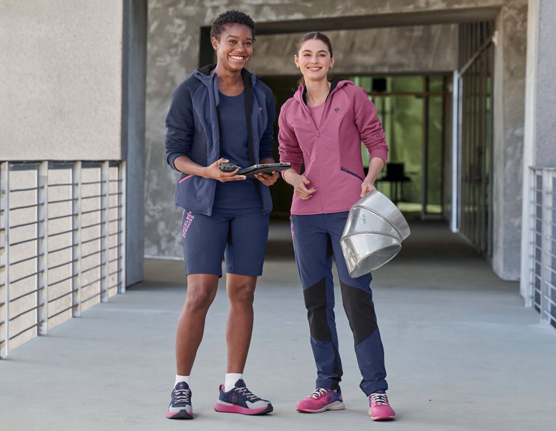 Work Jackets: Hybrid hooded knitted jacket e.s.trail, ladies' + tarapink/deepblue 3