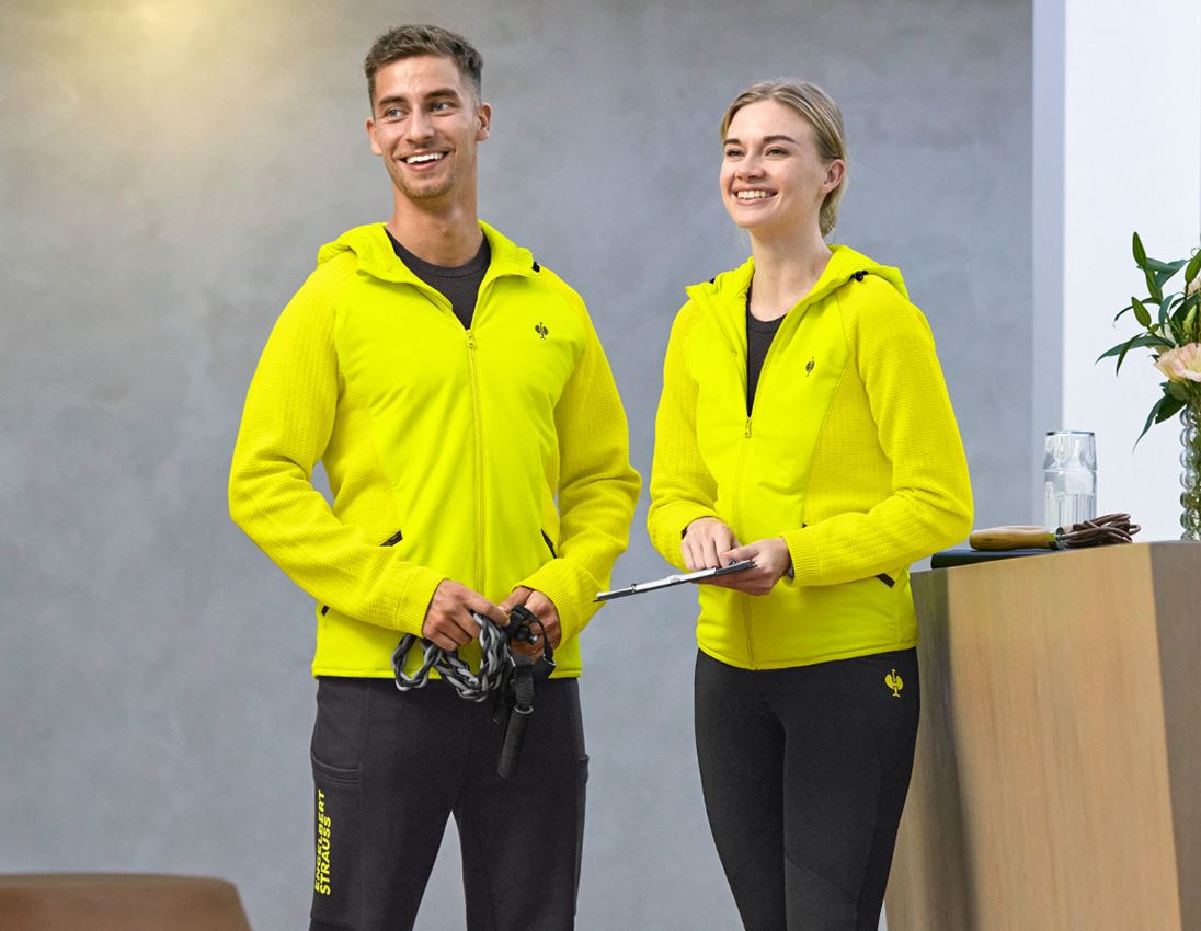 Work Jackets: Hybrid hooded knitted jacket e.s.trail + acid yellow/black 2