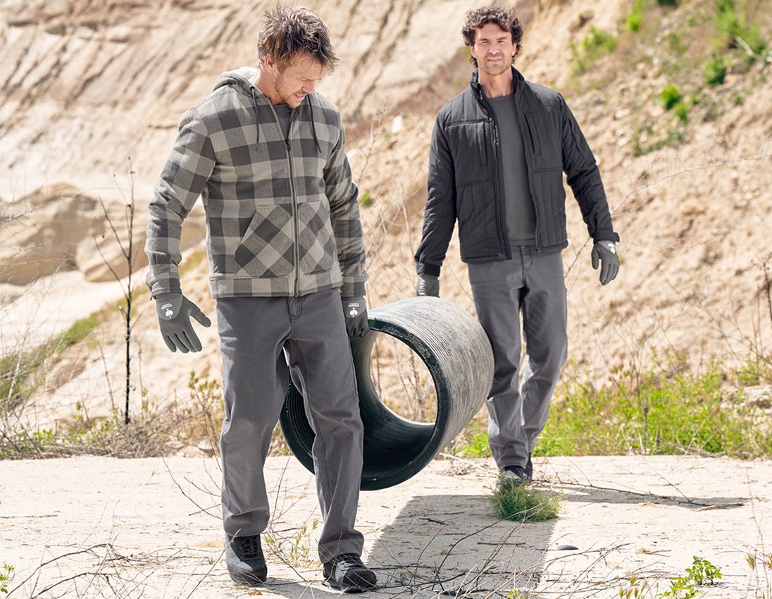 Work Jackets: Check-hooded jacket e.s.iconic + dolphingrey/carbongrey 3