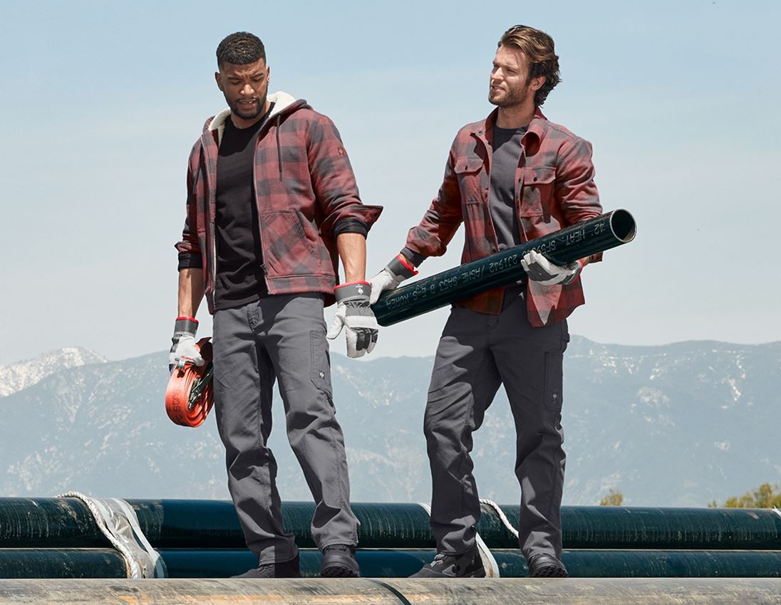 Work Jackets: Check-hooded jacket e.s.iconic + oxidred/carbongrey 5
