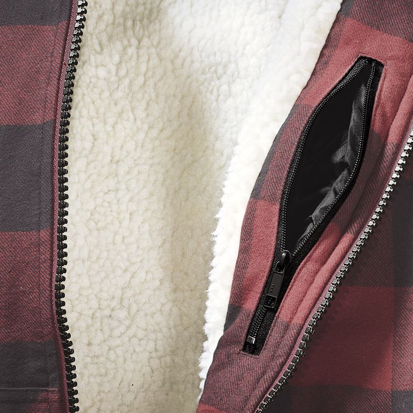 Work Jackets: Check-hooded jacket e.s.iconic + oxidred/carbongrey 2