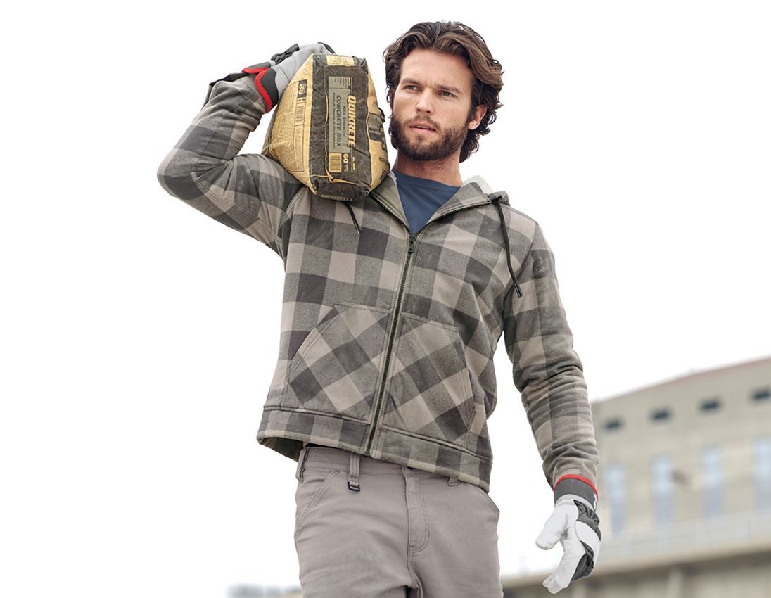 Work Jackets: Check-hooded jacket e.s.iconic + dolphingrey/carbongrey 4