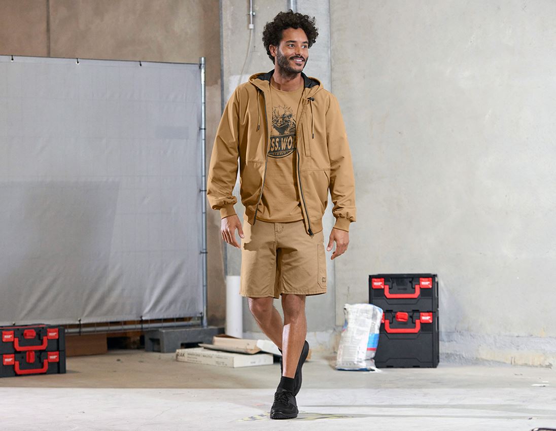 Work Jackets: Hooded jacket e.s.iconic + almondbrown 1