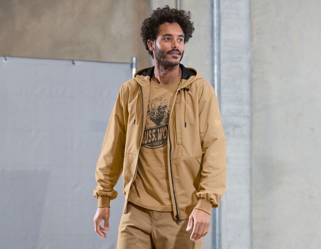 Work Jackets: Hooded jacket e.s.iconic + almondbrown
