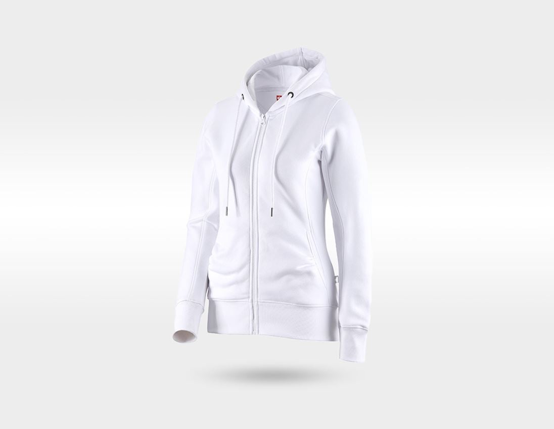 Work Jackets: SET: Softshell jacket + Hoody sweatjacket, ladies' + white/gentianblue