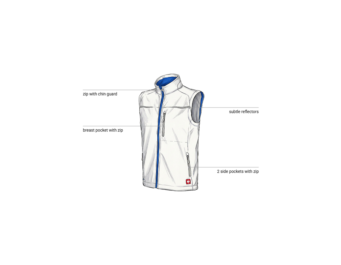 Automotive mechatronics technicians: Softshell bodywarmer e.s.motion 2020 + white/gentianblue 1