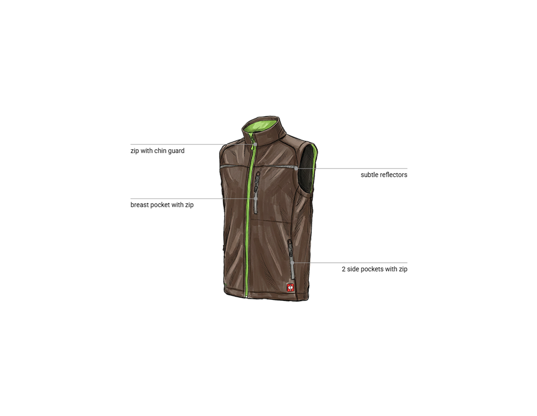 Automotive mechatronics technicians: Softshell bodywarmer e.s.motion 2020 + chestnut/seagreen 1