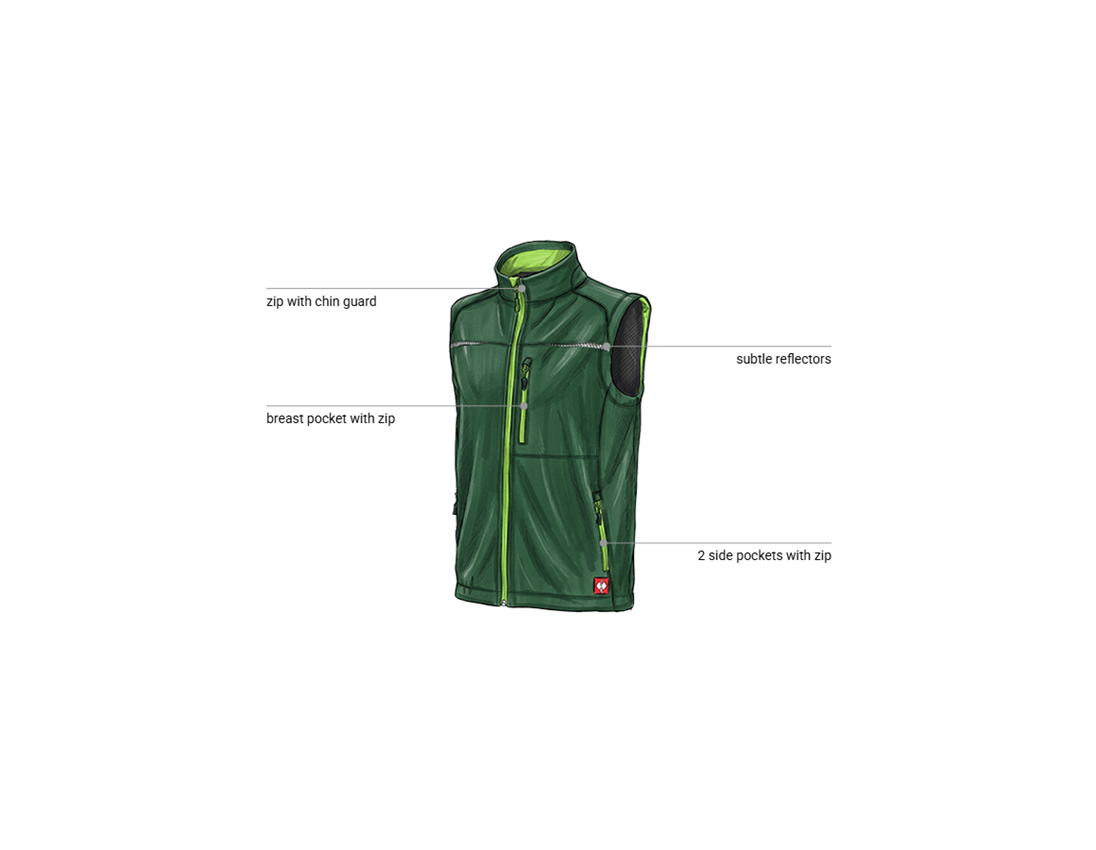 Automotive mechatronics technicians: Softshell bodywarmer e.s.motion 2020 + green/seagreen 1