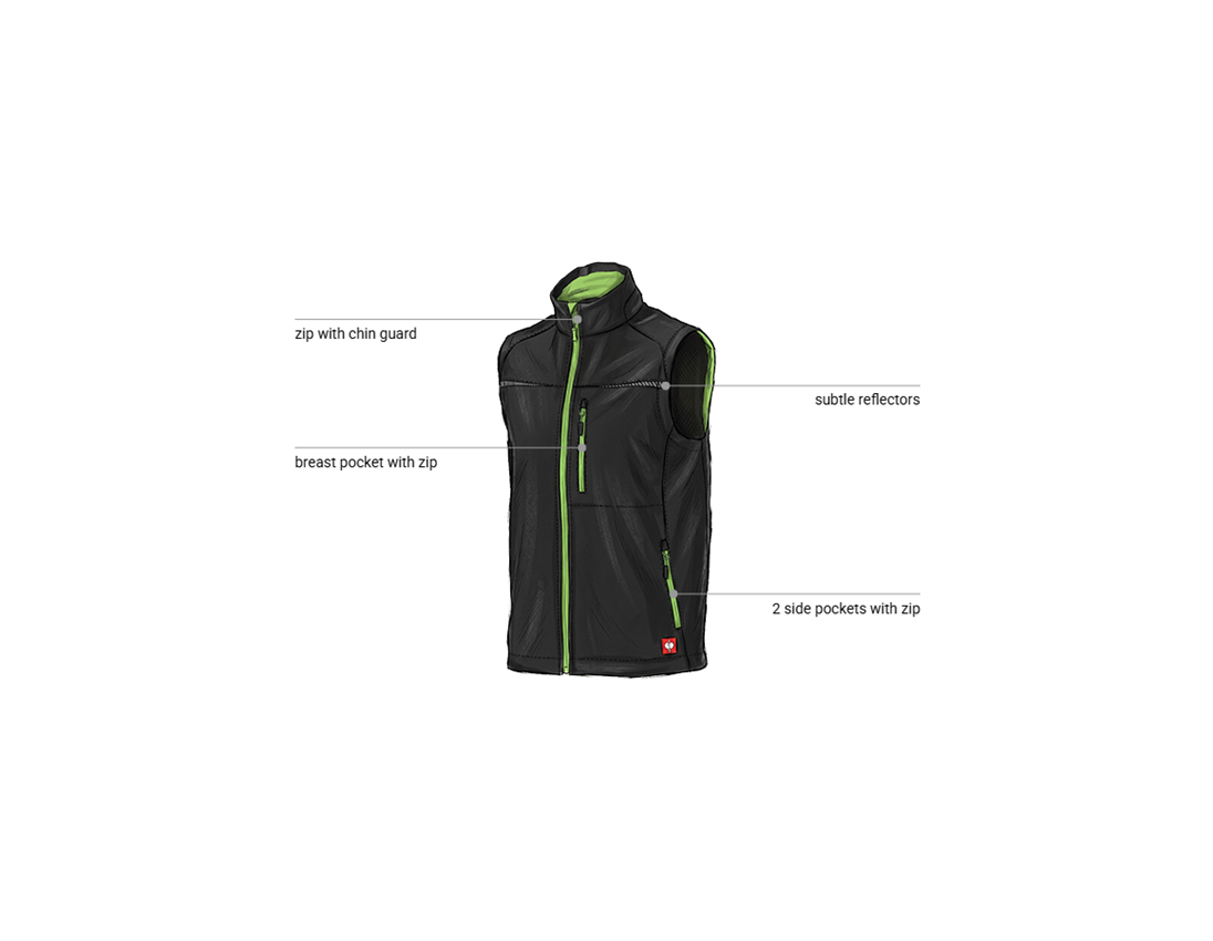 Automotive mechatronics technicians: Softshell bodywarmer e.s.motion 2020 + black/seagreen 1