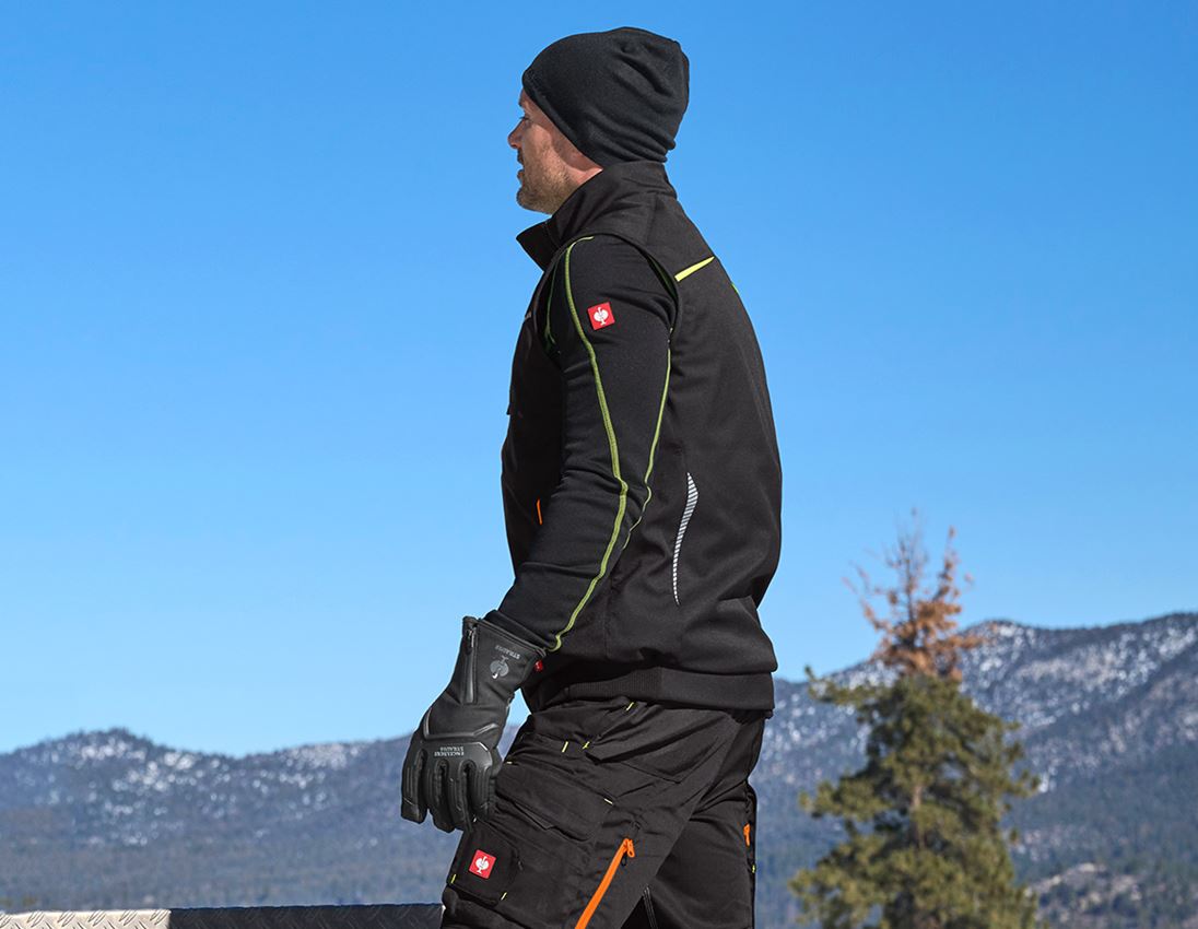 Work Body Warmer: Winter softshell bodywarmer e.s.motion 2020 + black/high-vis yellow/high-vis orange 1