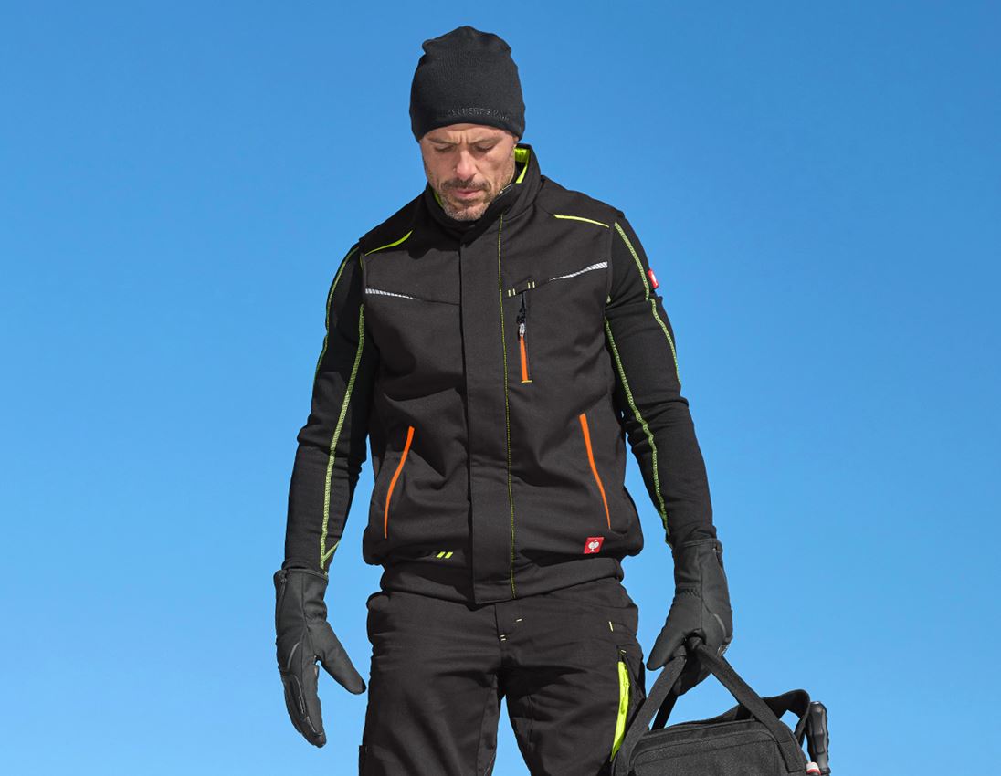 Work Body Warmer: Winter softshell bodywarmer e.s.motion 2020 + black/high-vis yellow/high-vis orange