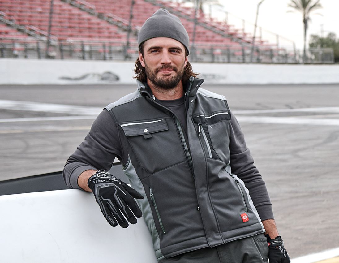 Work Body Warmer: Softshell bodywarmer e.s.motion + graphite/cement