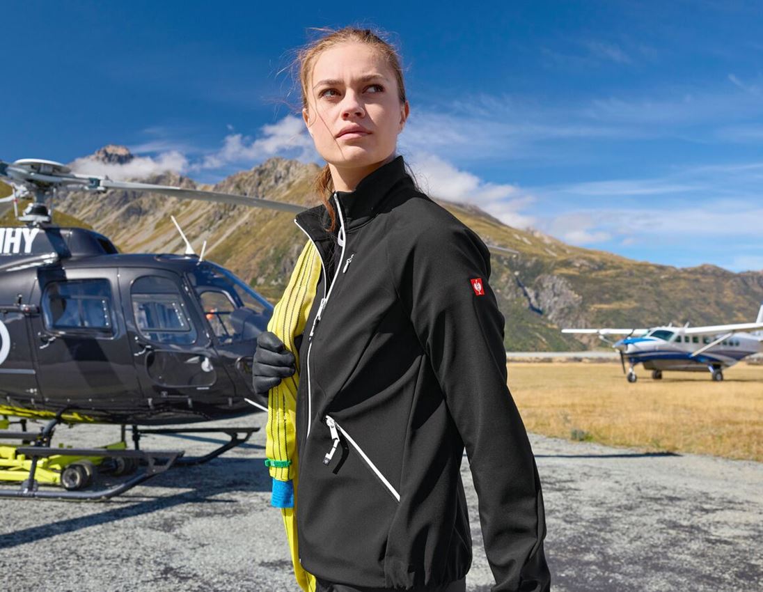 Work Jackets: Softshell jacket e.s.ambition, ladies' + black/platinum 2