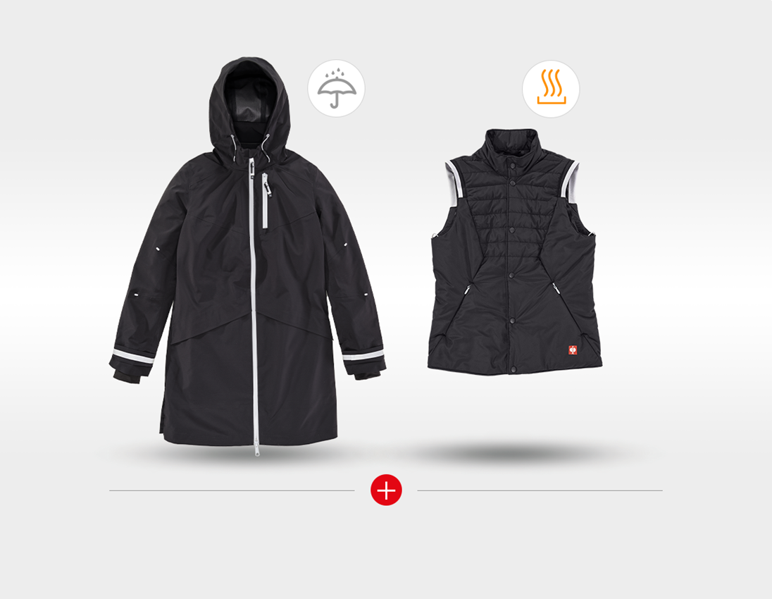 Work Jackets: 3 in 1 functional jacket e.s.ambition, ladies' + black/platinum 4