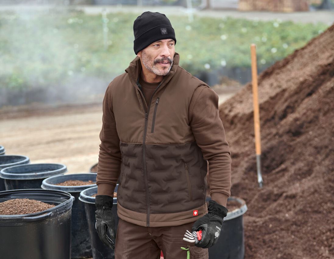 Work Body Warmer: e.s. Padded bodywarmer + hazelnut/chestnut