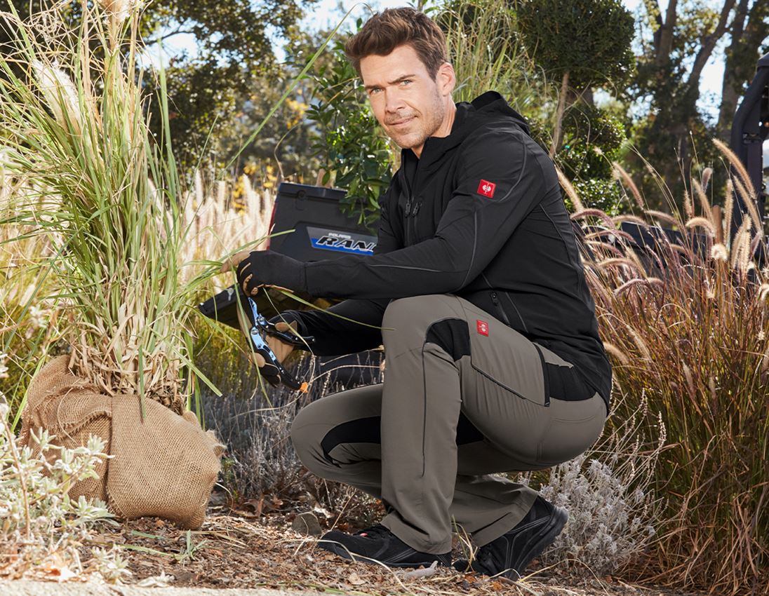 Work Trousers: Cargo trousers e.s.vision stretch, men's + stone/black 1
