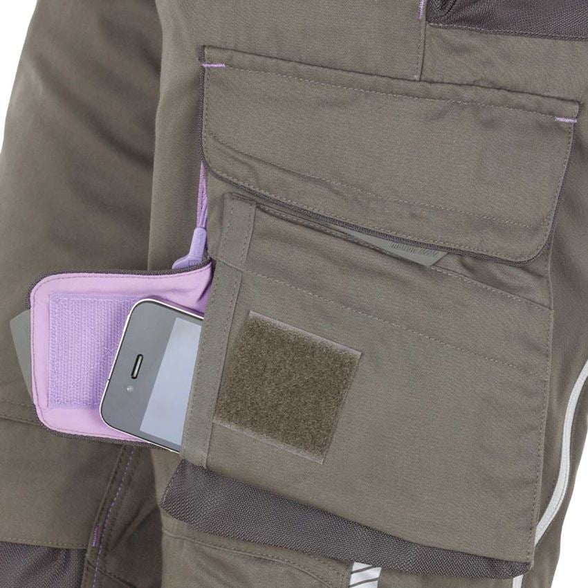 Work Trousers: Ladies' trousers e.s.motion 2020 winter + stone/lavender 2