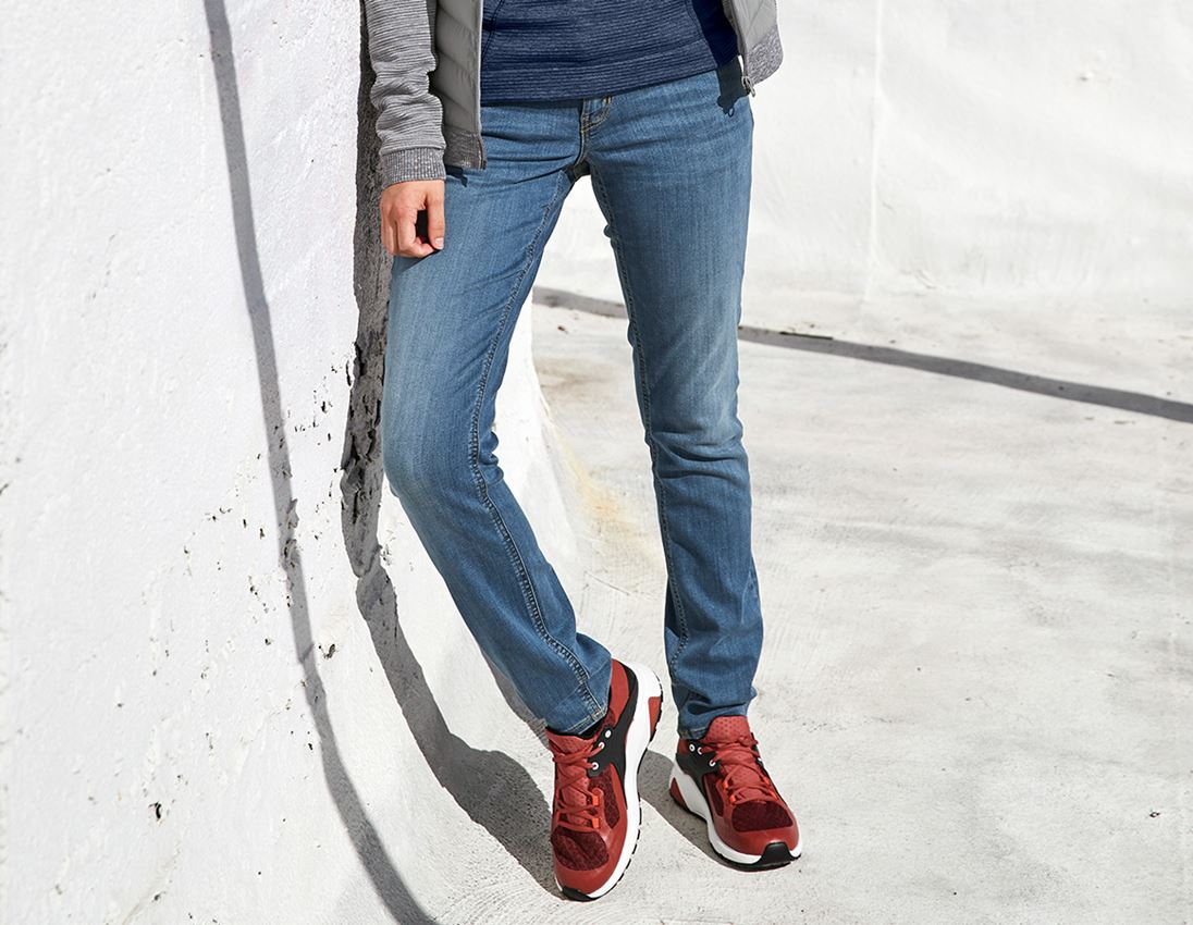 Work Trousers: e.s. 5-pocket stretch jeans, ladies' + stonewashed