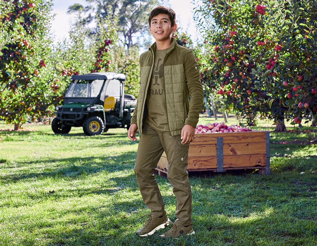 Topics: Trousers e.s.concrete solid, children's + mudgreen 1