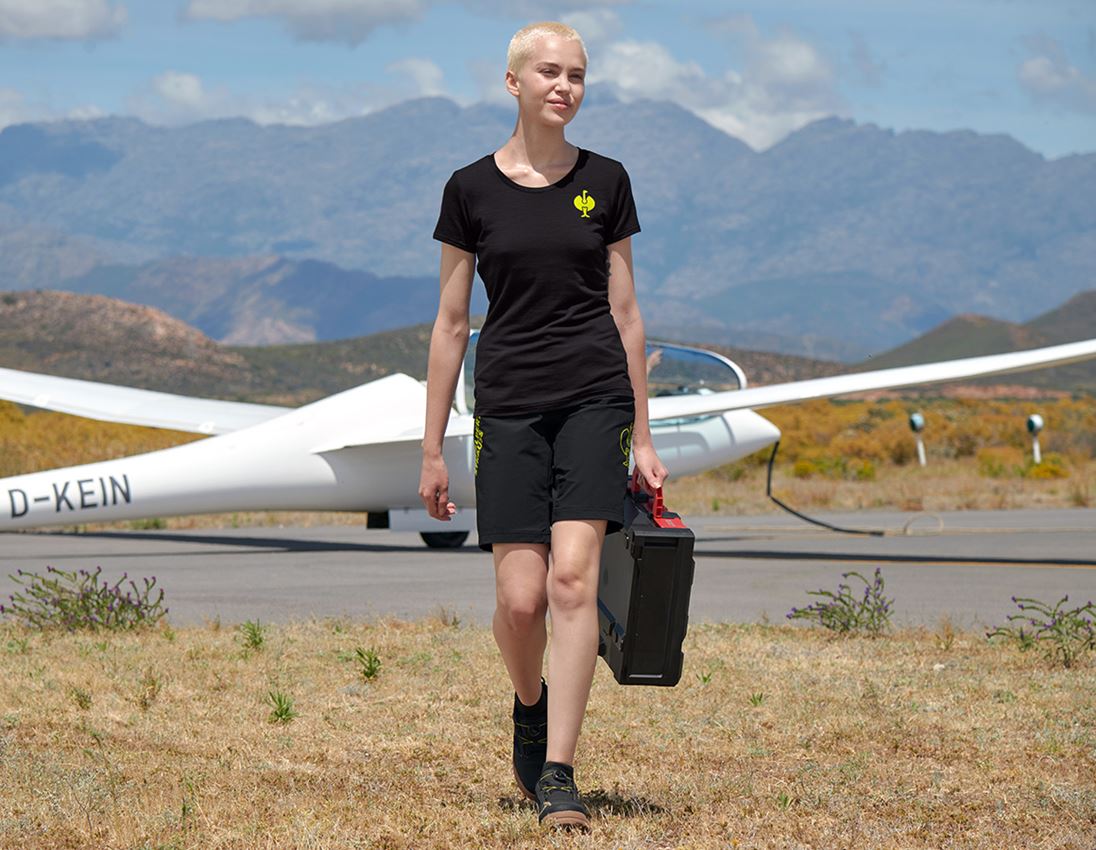 Work Trousers: Functional shorts e.s.trail, ladies' + black/acid yellow 1