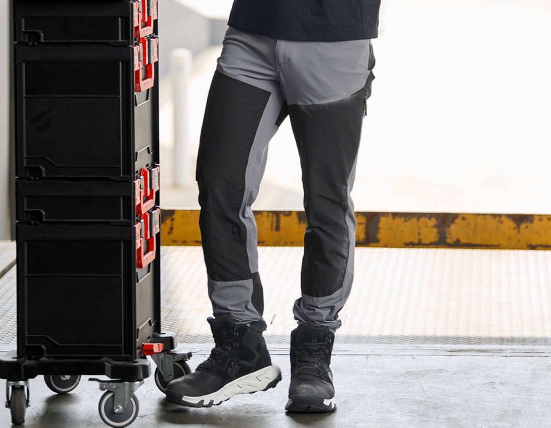 Work Trousers: Hybrid functional trousers e.s.trail + basaltgrey/acid yellow
