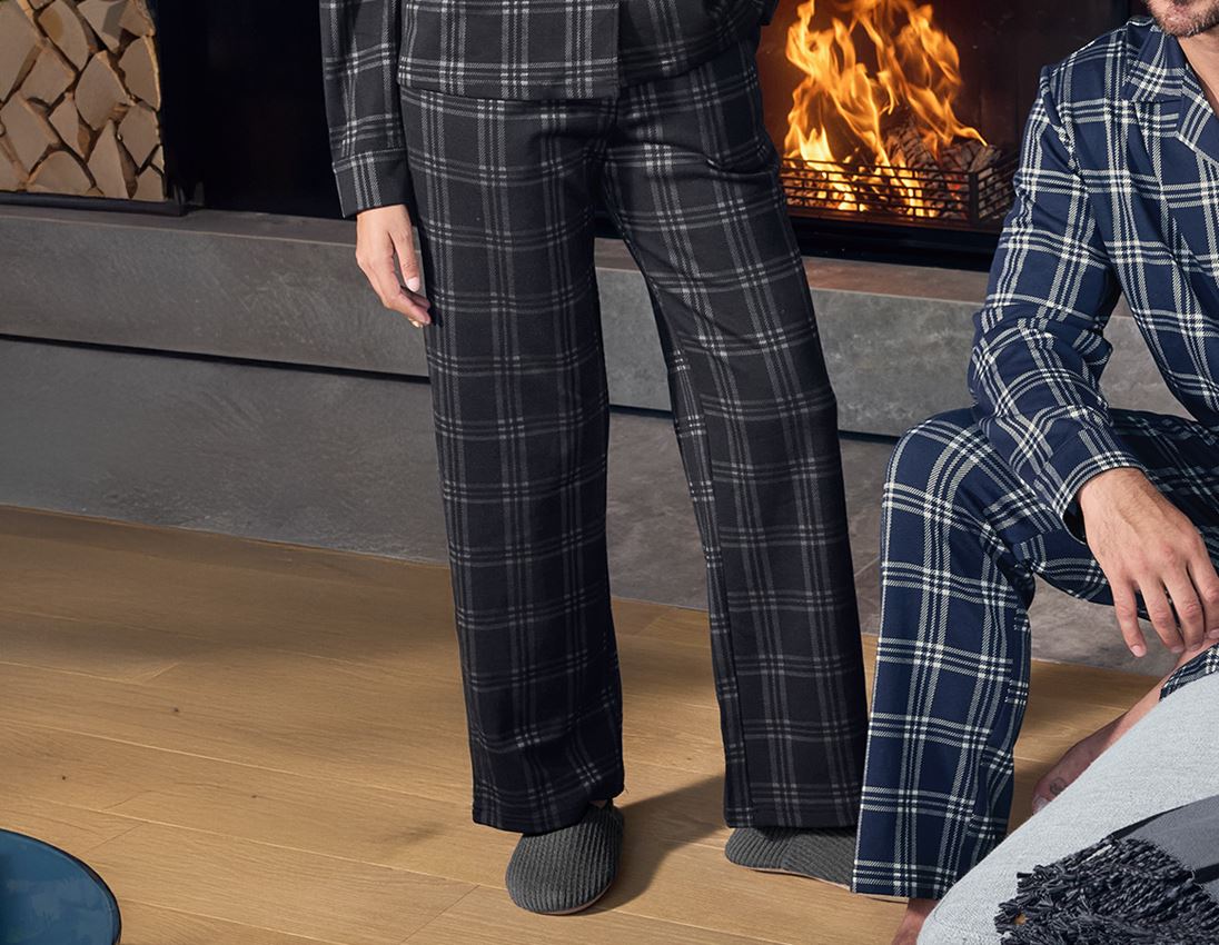 Accessories: e.s. Checkered Pyjama Bottoms, ladies' + black/basaltgrey