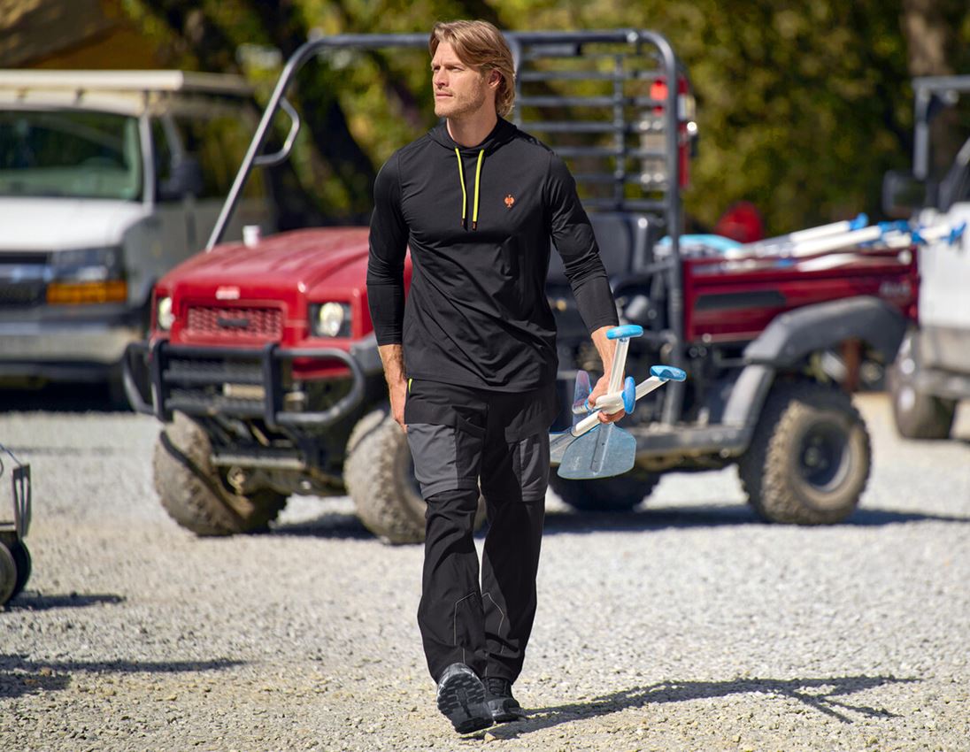 Clothing: Zip-off functional trousers e.s.trail + black/anthracite/high-vis orange/high-vis yellow 1