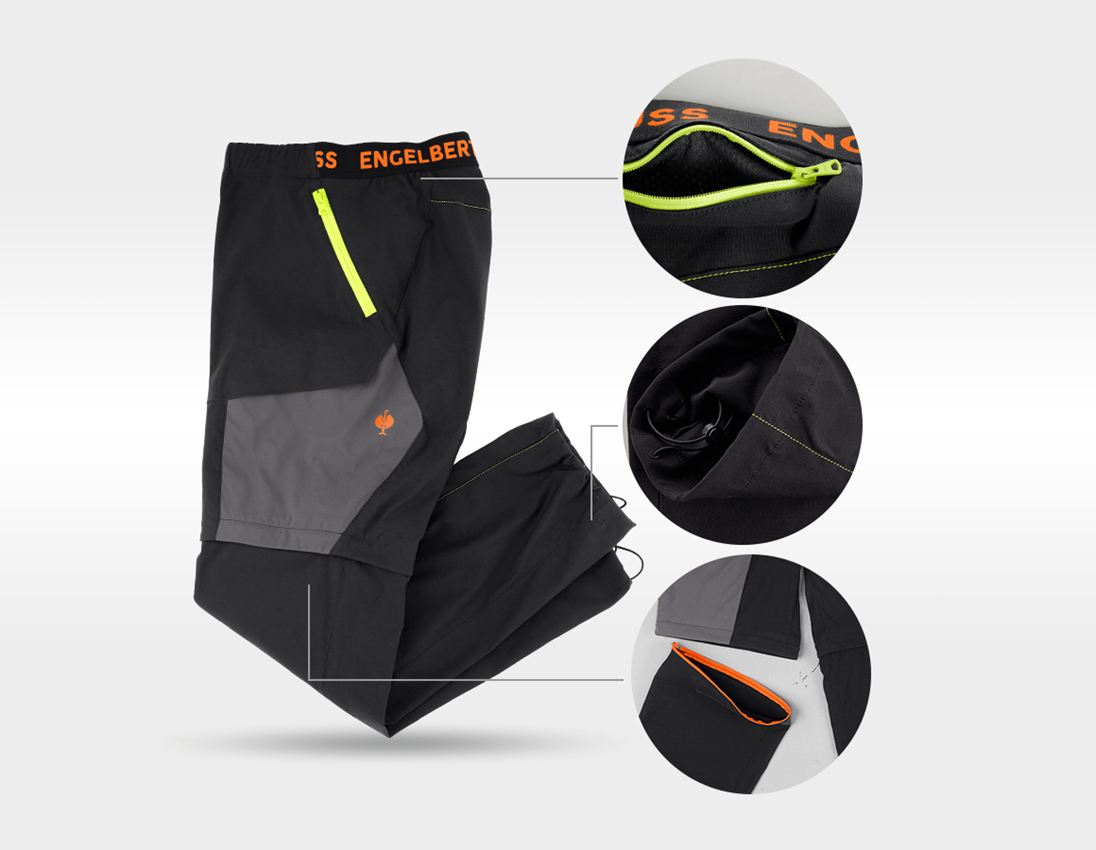 Clothing: Zip-off functional trousers e.s.trail + black/anthracite/high-vis orange/high-vis yellow 5