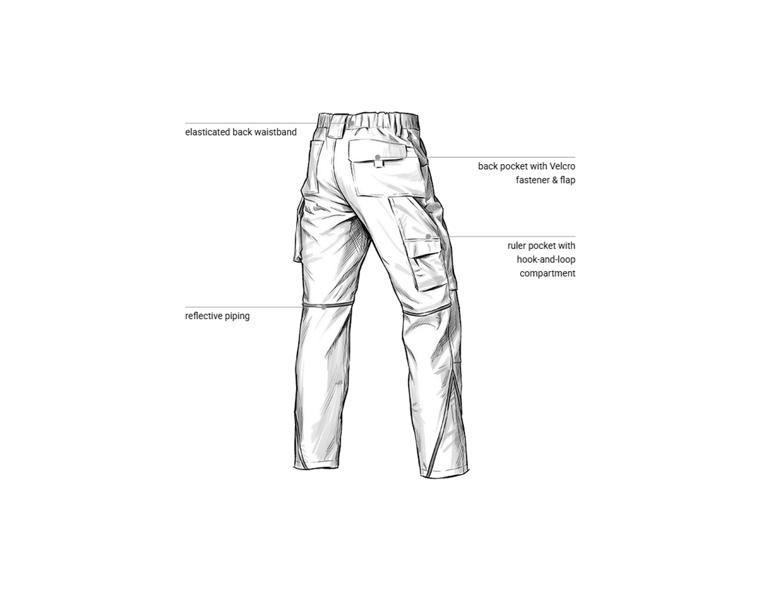 Work Trousers: Trousers e.s.line.core + white/platinum 2