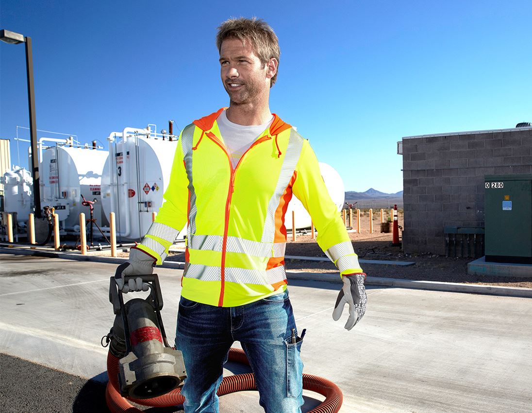 Work Jackets: High-vis functional hooded jacket e.s.motion 2020 + high-vis yellow/high-vis orange 1