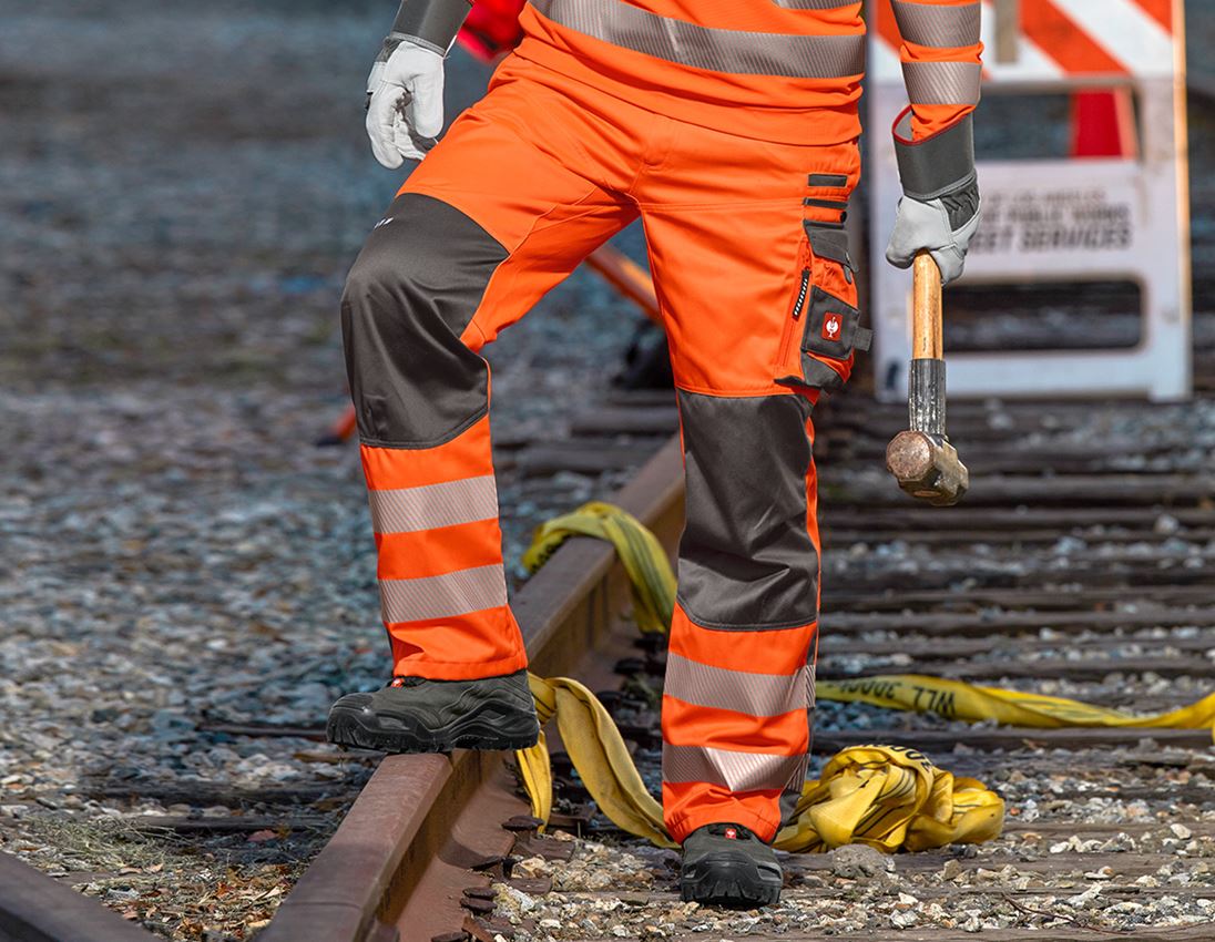 Work Trousers: High-vis trousers e.s.motion + high-vis orange/anthracite