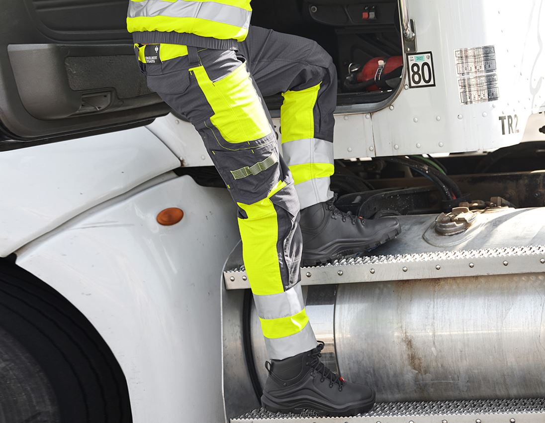 Work Trousers: High-vis trousers e.s.concrete + anthracite/high-vis yellow 1