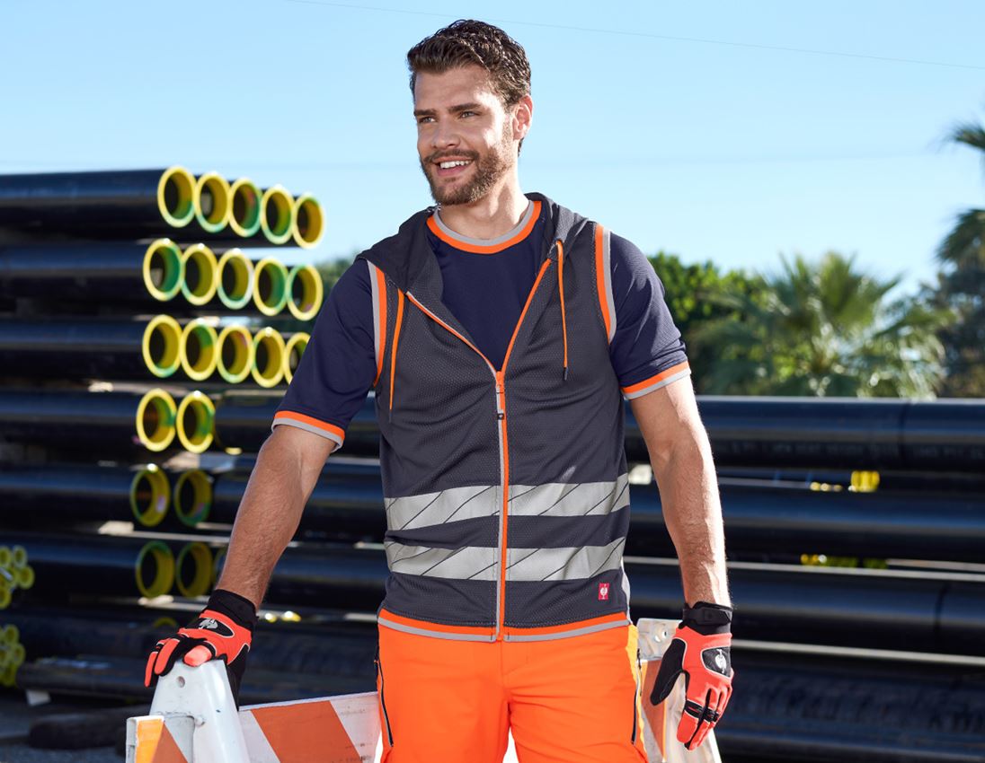 Work Body Warmer: Reflex functional bodywarmer e.s.ambition + navy/high-vis orange
