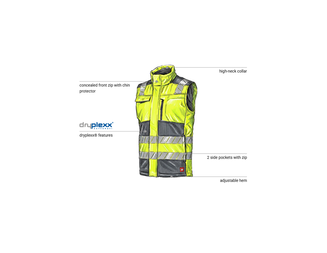 Work Body Warmer: High-vis winter softsh. bodywarmer e.s.motion 24/7 + anthracite/high-vis yellow 1
