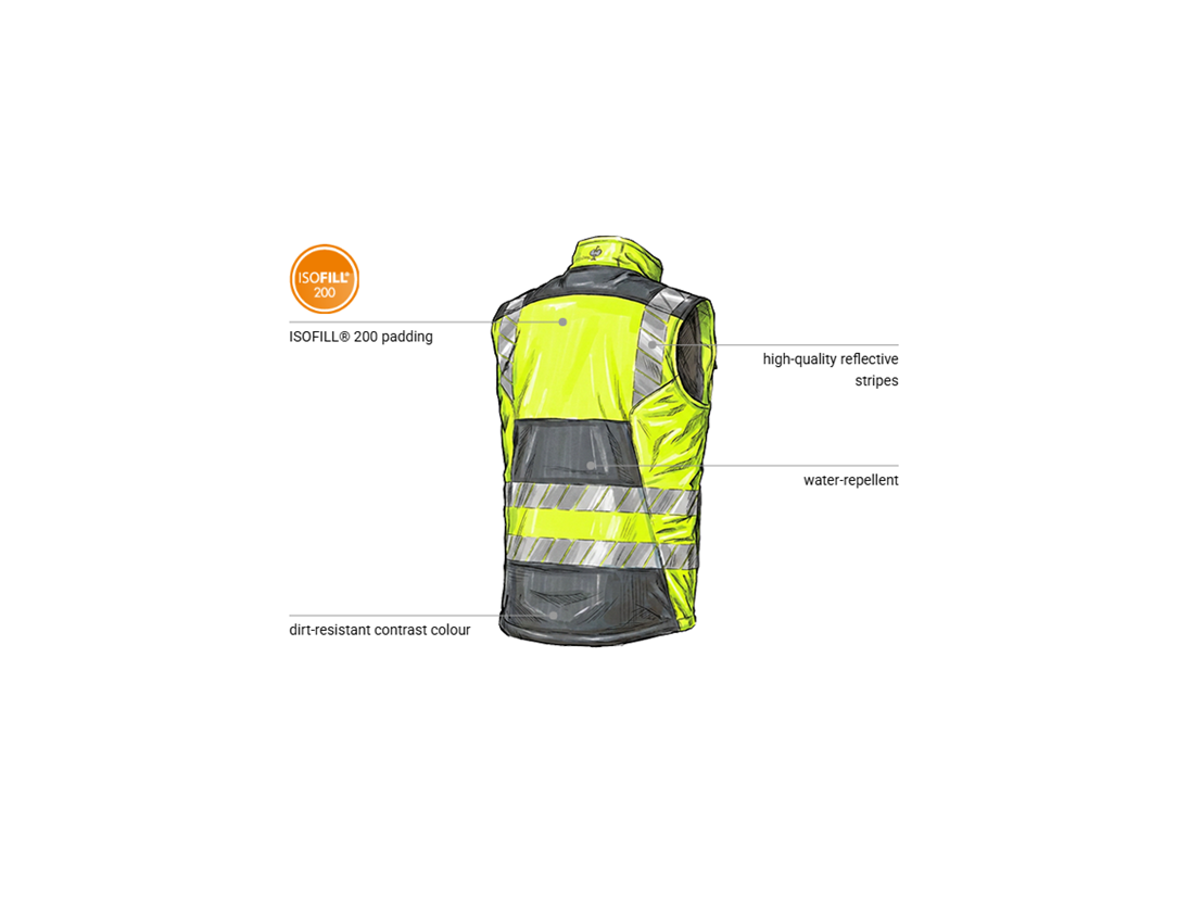 Work Body Warmer: High-vis winter softsh. bodywarmer e.s.motion 24/7 + anthracite/high-vis yellow 2