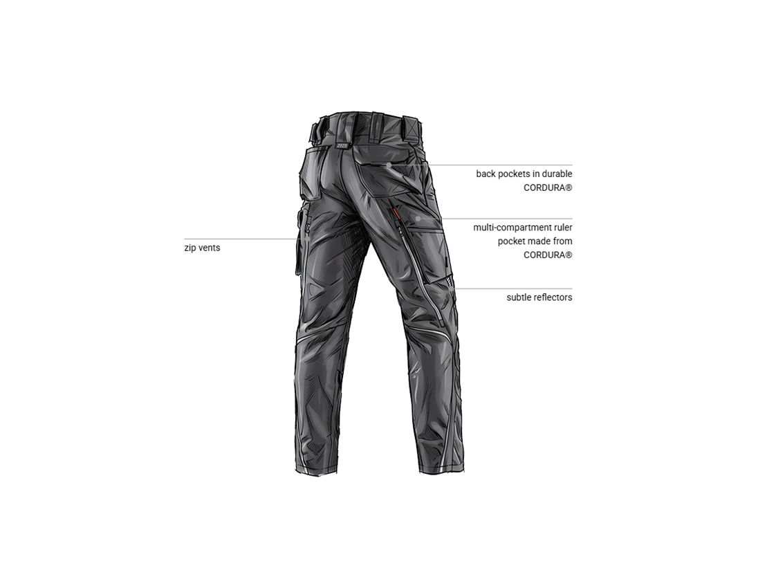 Work Trousers: Trousers e.s.motion 2020 + anthracite/platinum 2